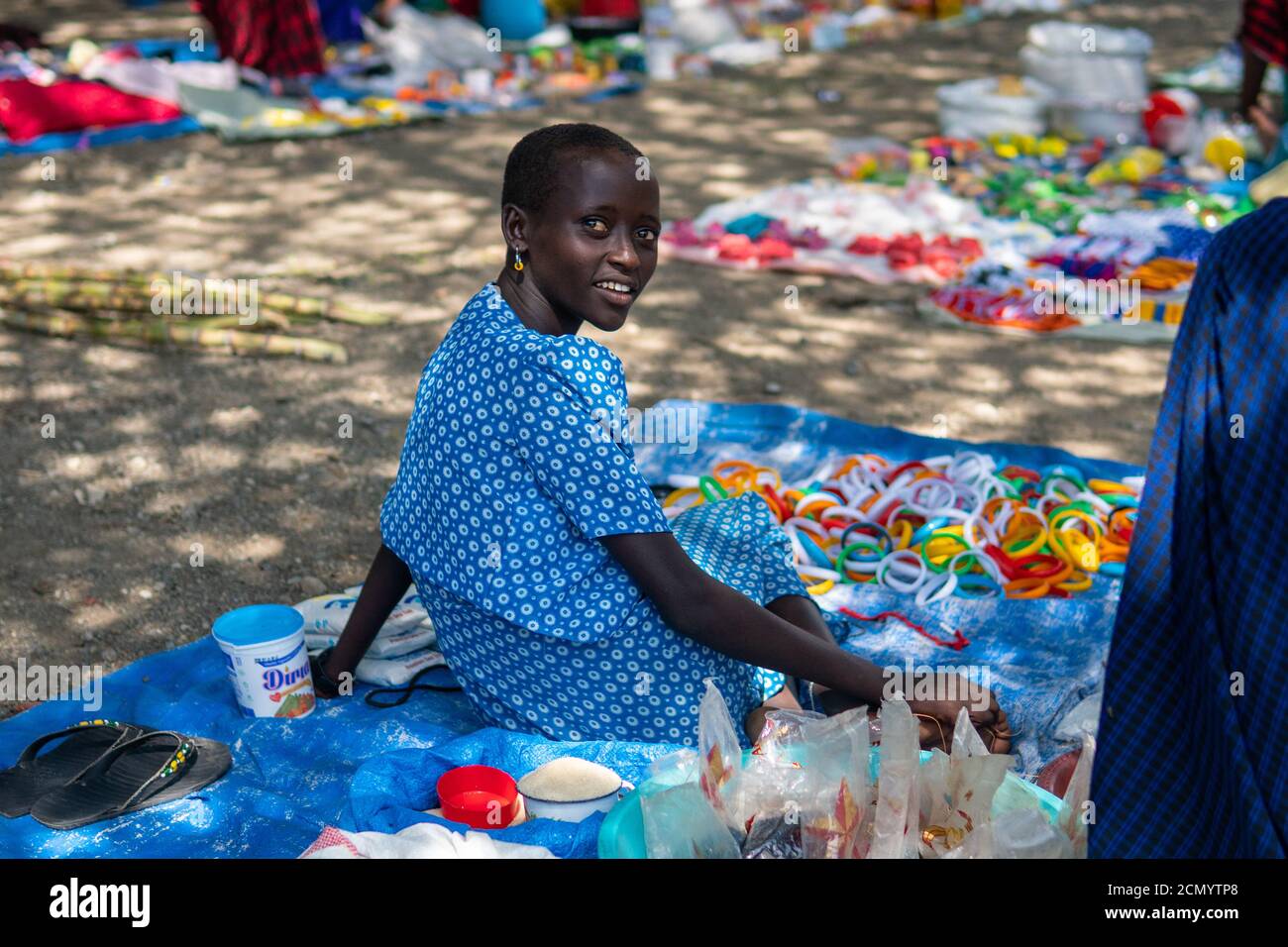 ENGARE SERO. TANZANIA - JANUARY 2020: Market Day in Indigenous Maasai in Traditional Village. Maasailand is the area in Rift Valley Between Kenya and Stock Photo