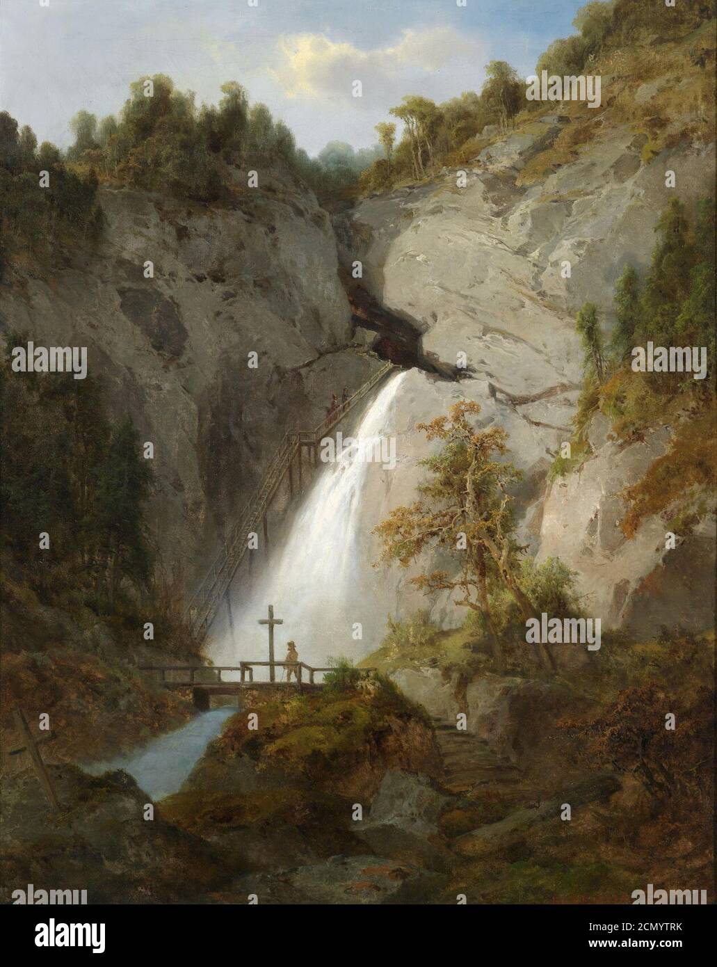 Josef Brunner Der Wasserfall beim Toten Weib zwischen Mürzsteg und Frein 1871. Stock Photo
