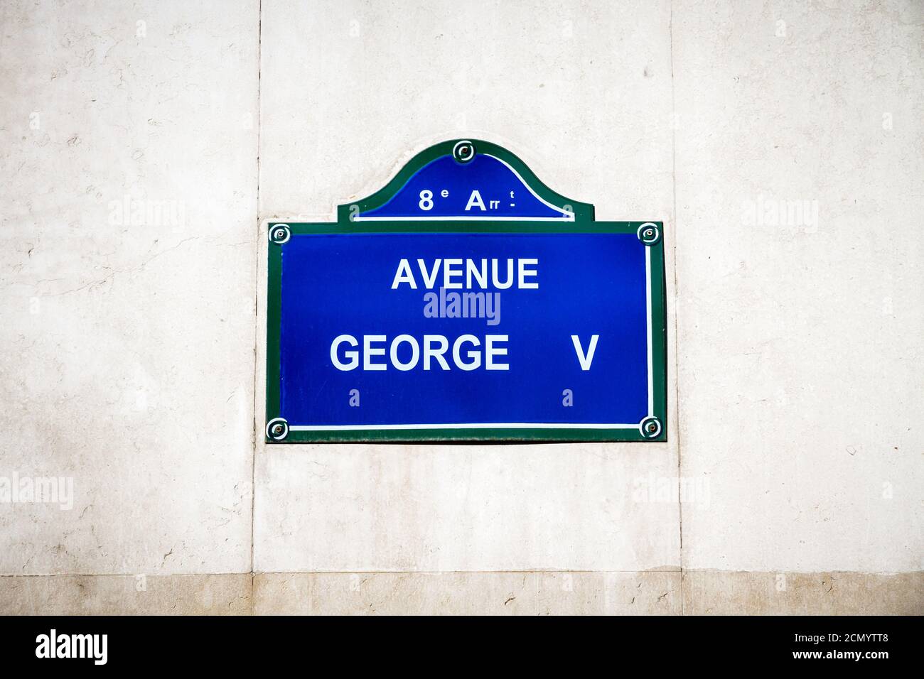 Avenue George V street sign, Paris, France Stock Photo