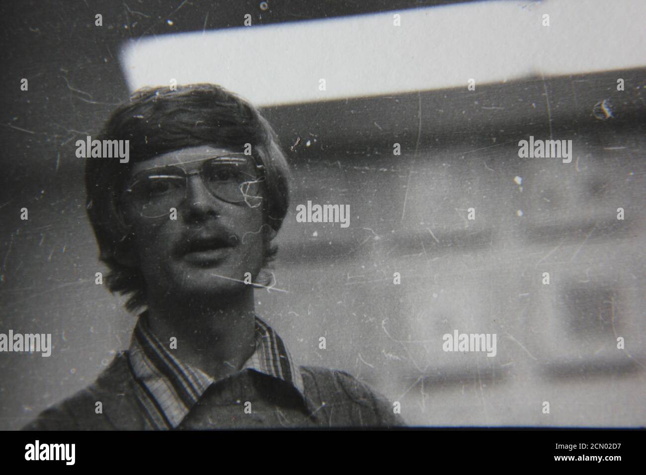 Fine 1970s vintage black and white photography portrait head shot of a ...