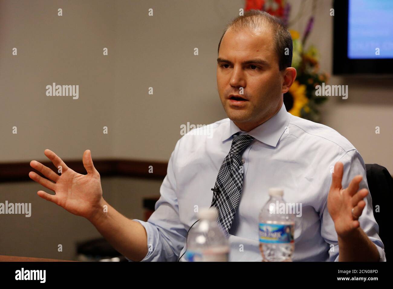 Ben Rhodes, assistant to the President and Deputy National Security Advisor for Strategic Communications at the White House, answers a question during the Reuters Washington Summit in Washington, October 24, 2013. REUTERS/Jim Bourg  (UNITED STATES - Tags: POLITICS BUSINESS) Stock Photo