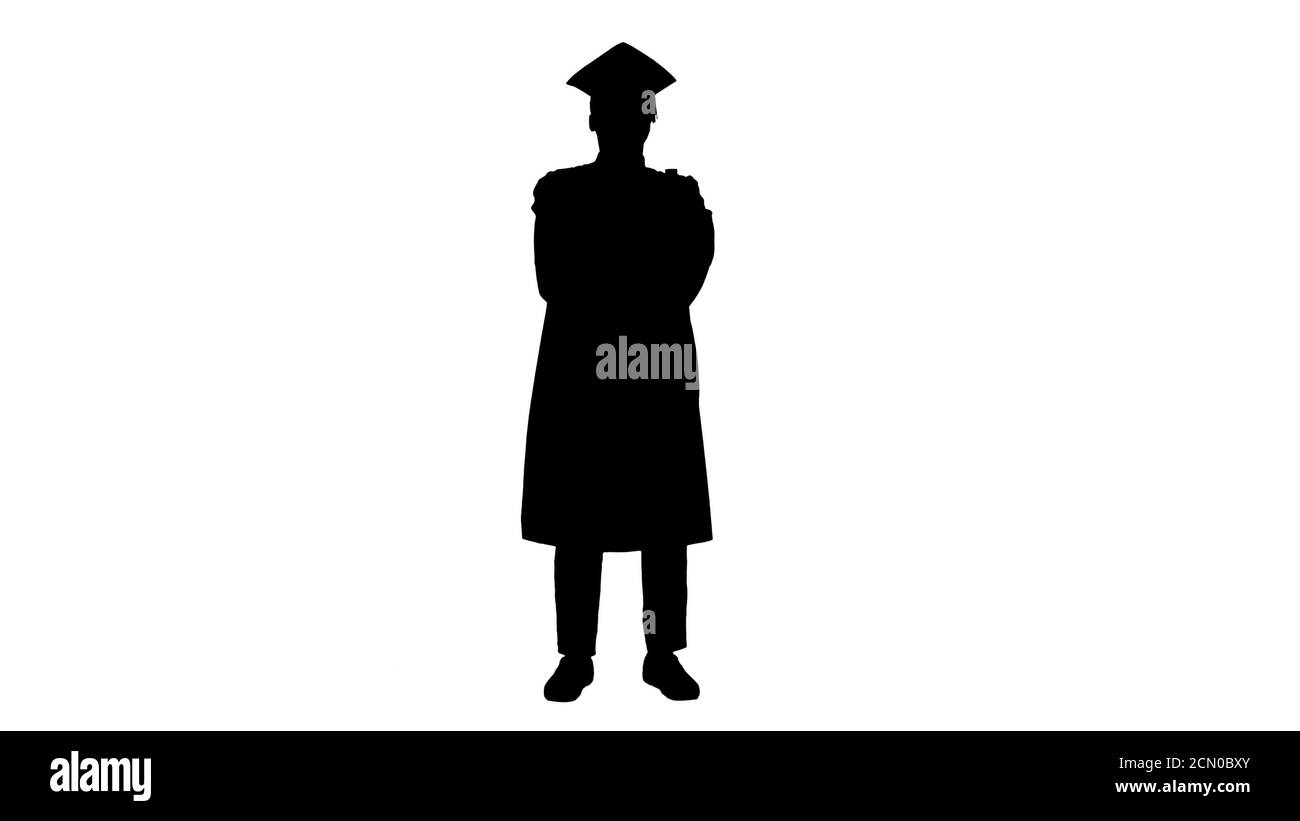 Black silhouette graduation cap Black and White Stock Photos & Images ...