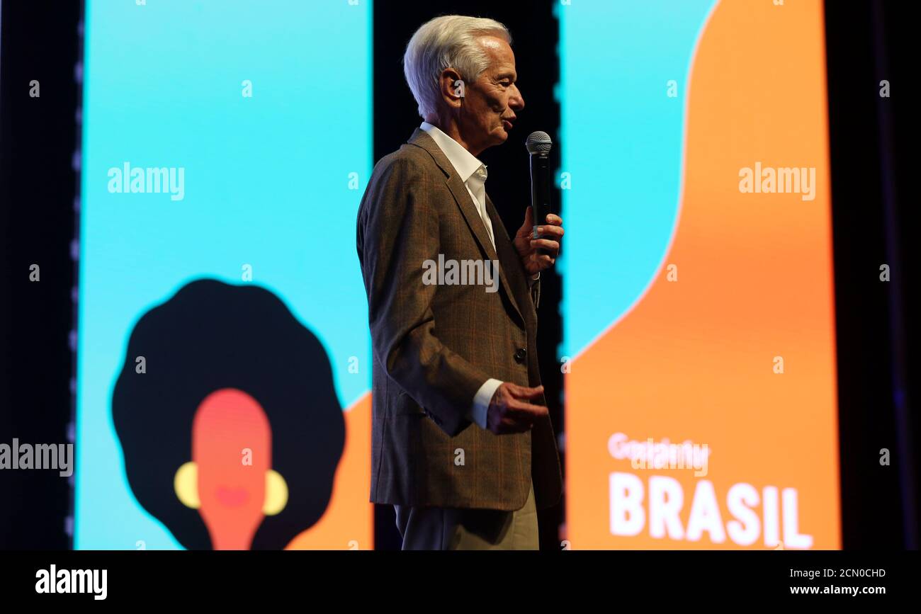 Jorge Paulo Lemann, co-founder and board member of 3G Capital, a global investment firm, speaks as he attends the Google for Brasil event in Sao Paulo, Brazil, March 22, 2017. REUTERS/Paulo Whitaker Stock Photo
