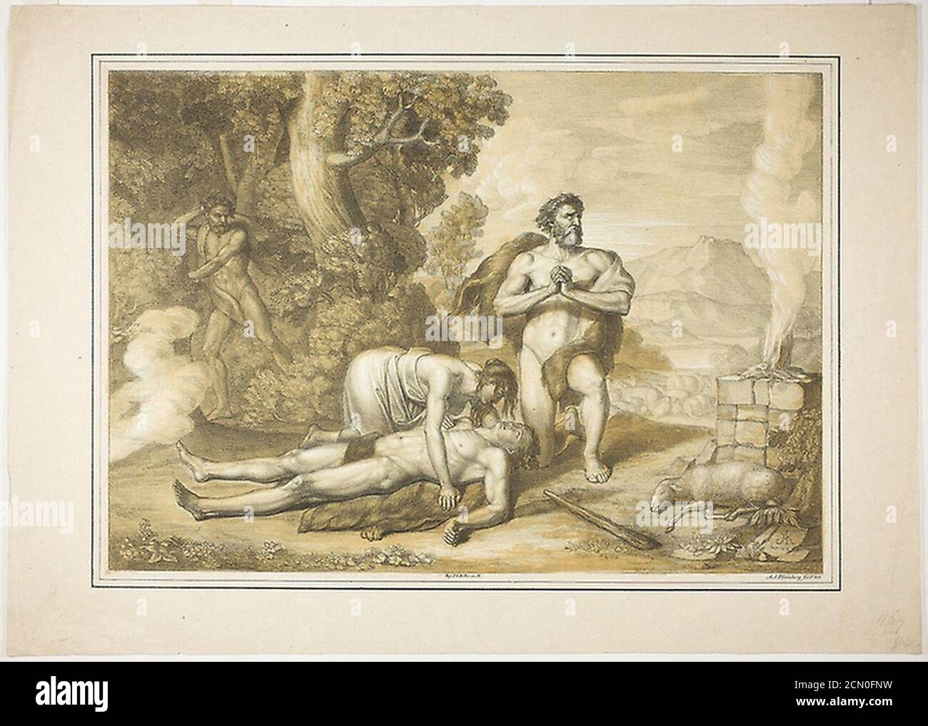 Joseph Anton Rhomberg - Die Trauer um den toten Abel 1818. Stock Photo