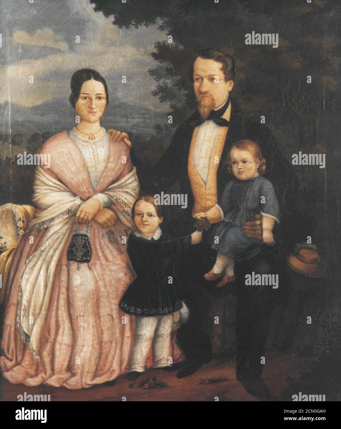 Joseph Bayer Selbstporträt mit Familie 1853 Stock Photo - Alamy