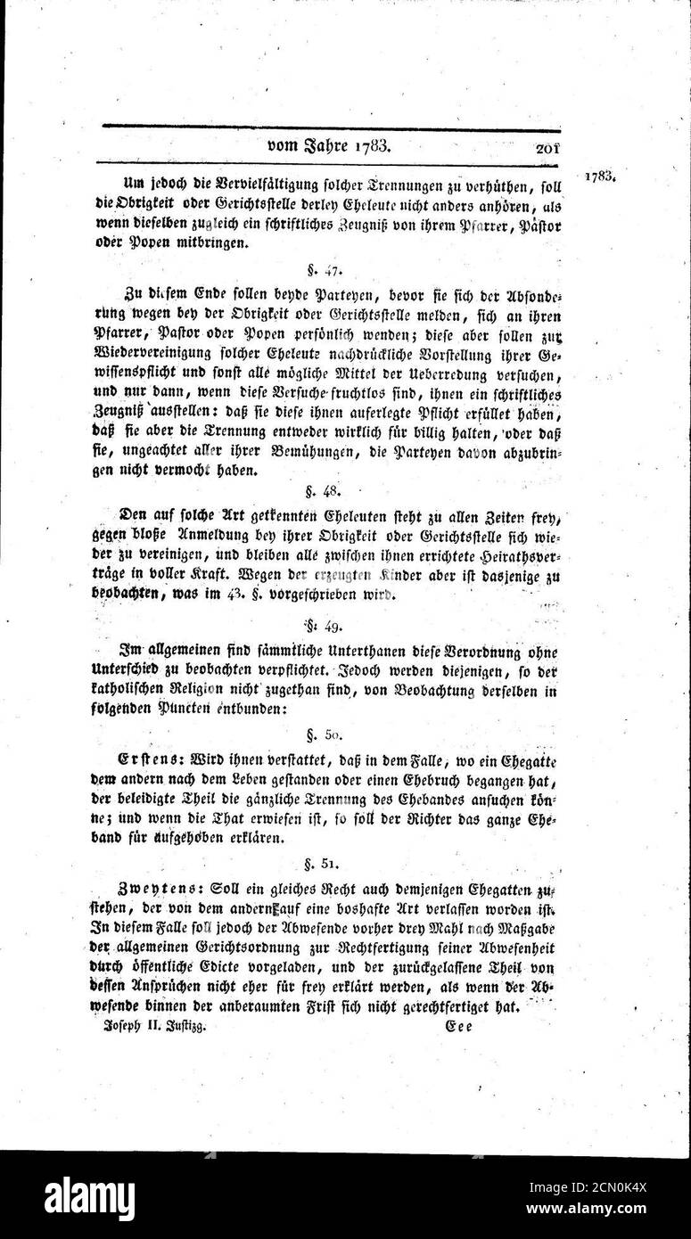 Joseph des Zweiten Gesetze und Verfassungen im Justiz-Fache (1780-1784) 201. Stock Photo