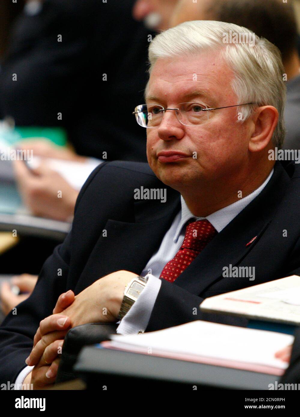 Hesse state premier Roland Koch attends a session of the Bundesrat, the German upper house of Parliament, in Berlin July 10, 2009.   REUTERS/Thomas Peter   (GERMANY POLITICS) Stock Photo