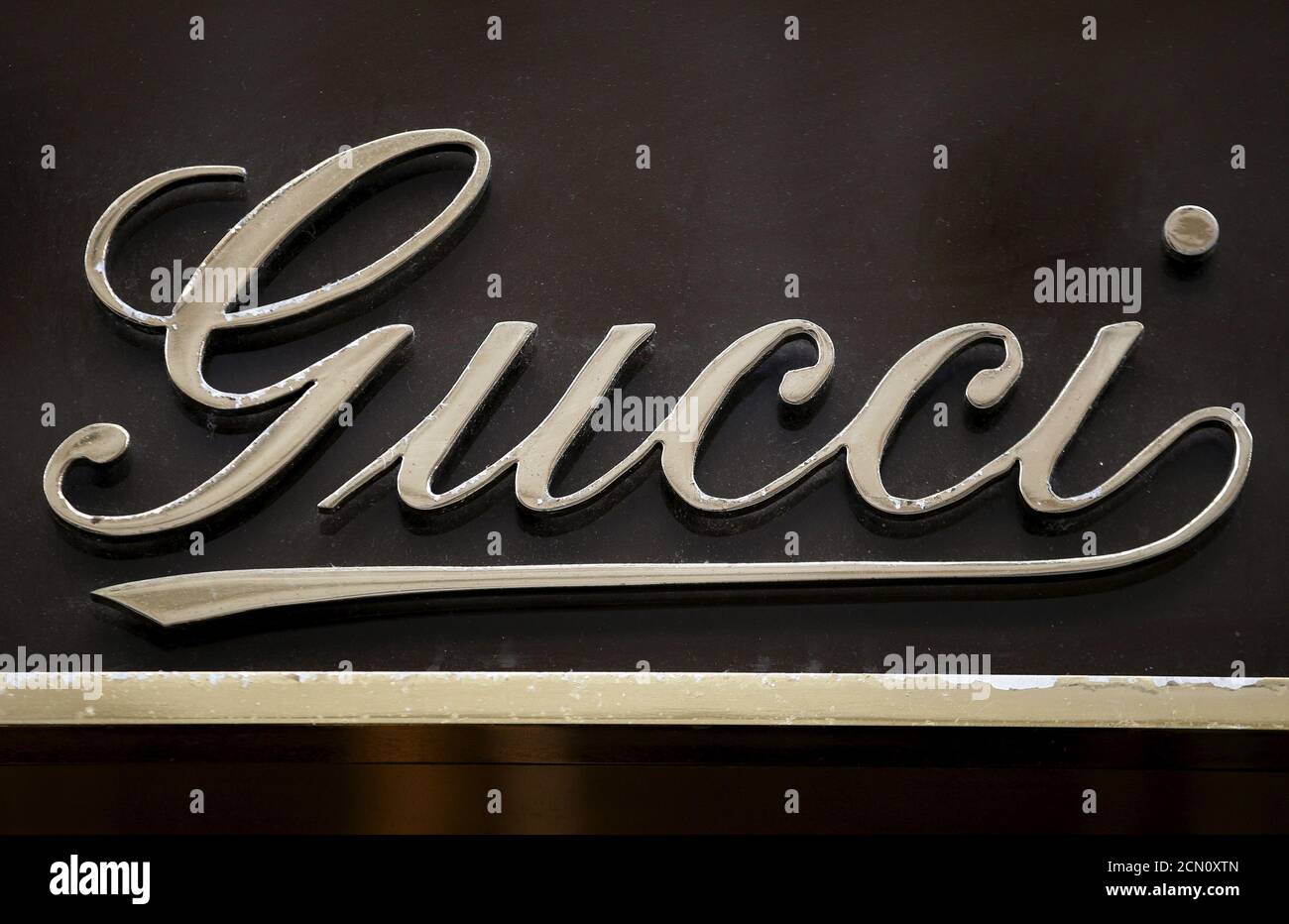 The Gucci logo is seen in a shop in downtown Rome, Italy in this March 1,  2016 file photo. REUTERS/Max Rossi/Files GLOBAL BUSINESS WEEK AHEAD PACKAGE  - SEARCH 'BUSINESS WEEK AHEAD APRIL