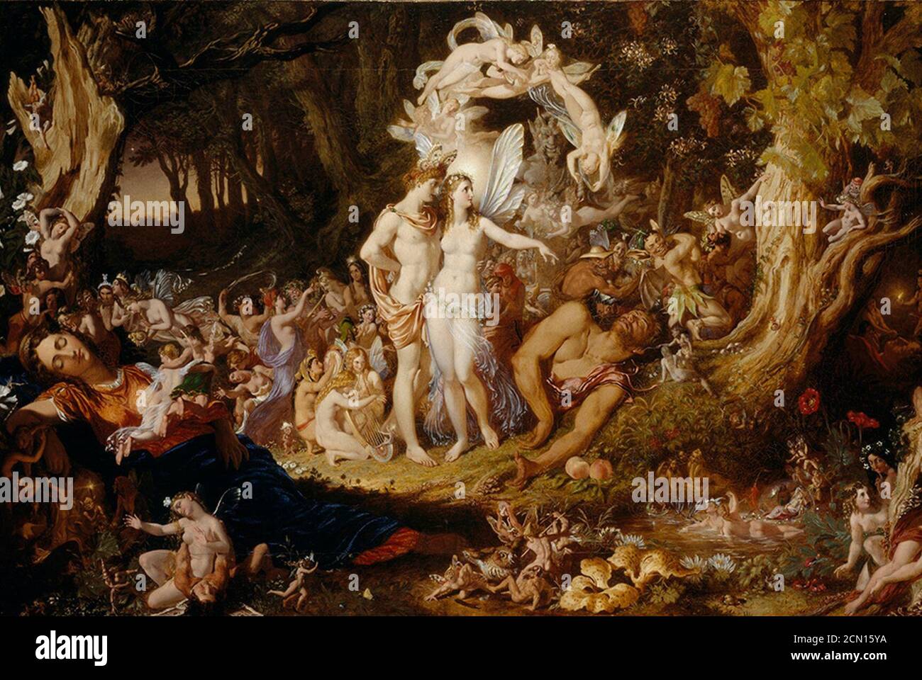 Joseph Noel Paton - The Reconciliation of Titania and Oberon. Stock Photo