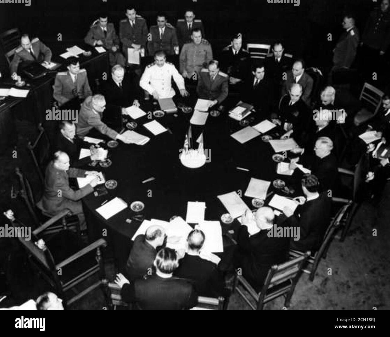 Joseph Stalin Winston Churchill and President Truman (Potsdam Conference July 1945). Stock Photo