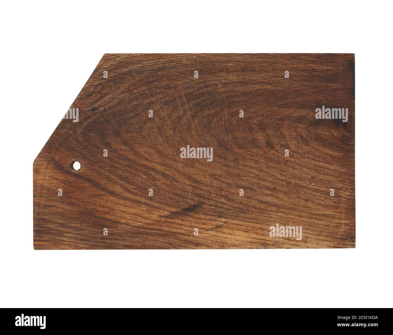 very old brown rectangular wooden kitchen cutting board Stock Photo