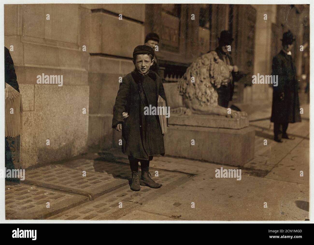 Jossph Harris a 9 year old newsboy in Hartford, Conn. Been selling 1 1-2 years. Stock Photo