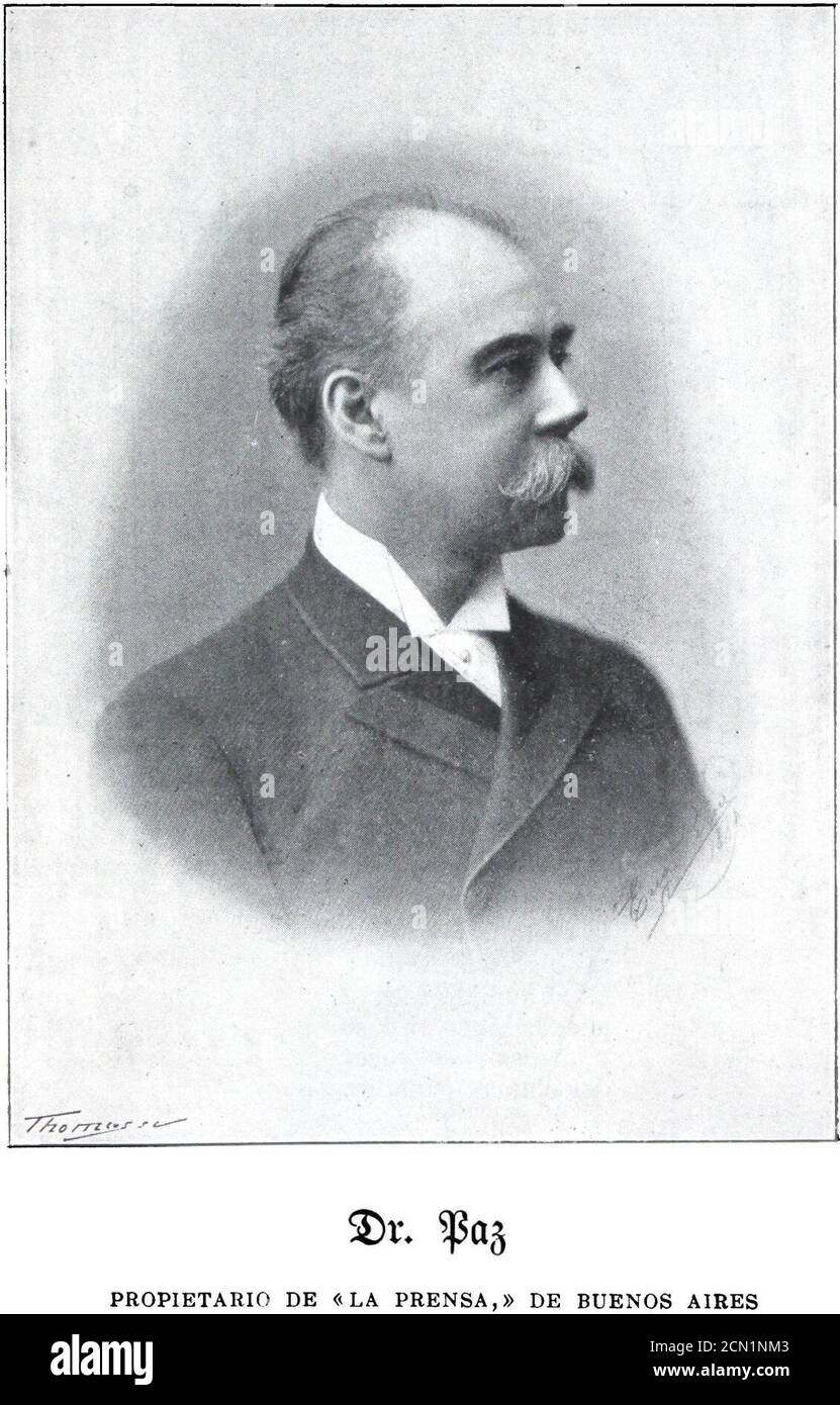 José C. Paz La propietario de ‘La Prensa‘ diario de Buenos Aires detail, from- BaANH49565 Almanaque Sud-Americano (1900) (page 61 crop). Stock Photo