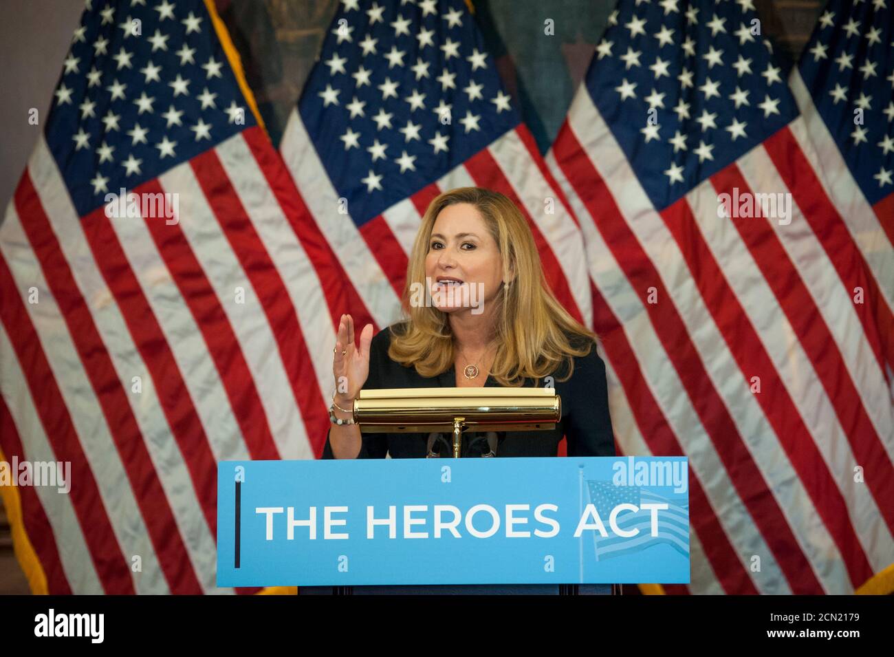 United States Representative Debbie Mucarsel-Powell (Democrat of Florida) offers remarks at a press conference regarding Congressional Democrats testing funds needed for COVID at the US Capitol in Washington, DC., Thursday, September 17, 2020. Credit: Rod Lamkey/CNP /MediaPunch Stock Photo