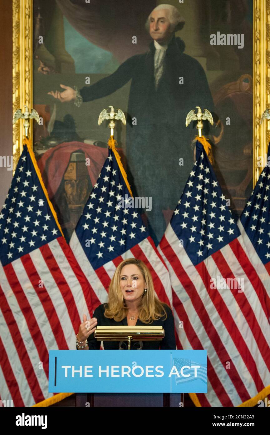 United States Representative Debbie Mucarsel-Powell (Democrat of Florida) offers remarks at a press conference regarding Congressional Democrats testing funds needed for COVID at the US Capitol in Washington, DC., Thursday, September 17, 2020. Credit: Rod Lamkey/CNP /MediaPunch Stock Photo