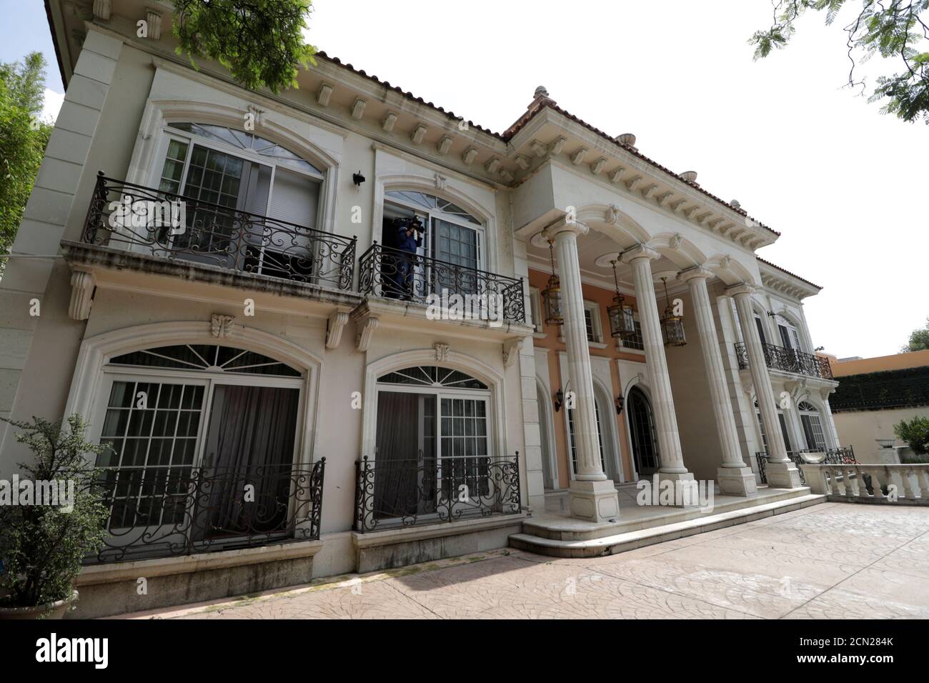 An Exterior View Shows The House Of Chinese Mexican Businessman Zhenli Ye Gon Accused Of Working With Drug Cartels Before Being Auctioned By The Mexican Government During A Media Tour At Lomas De