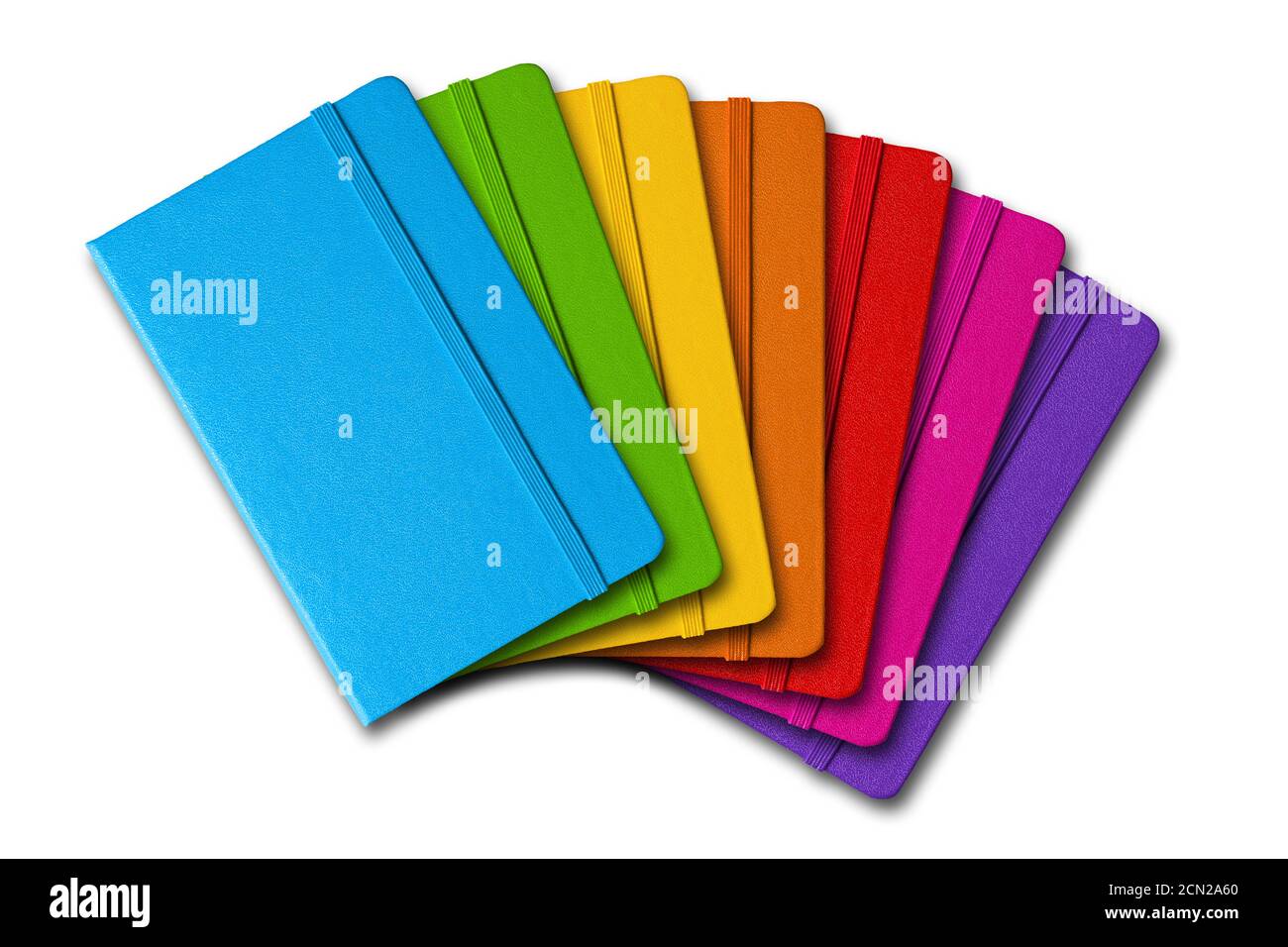 Multi color closed notebooks range Stock Photo