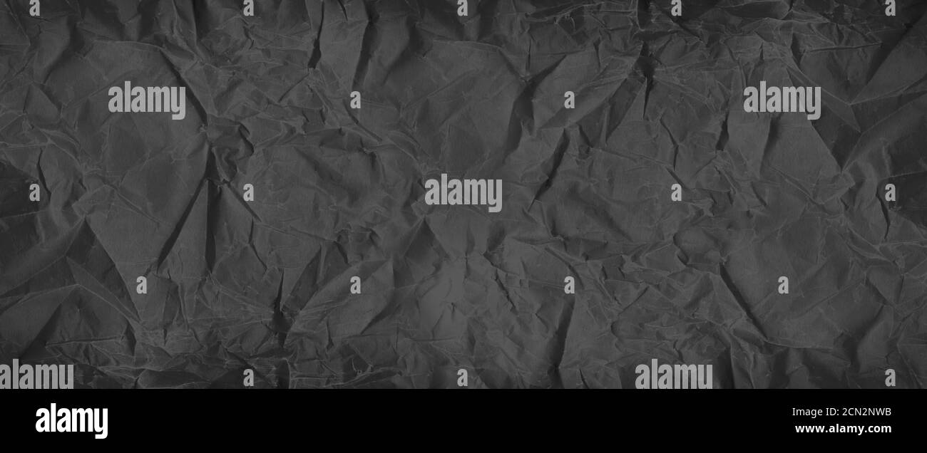 black crumpled paper texture. Banner background Stock Photo - Alamy