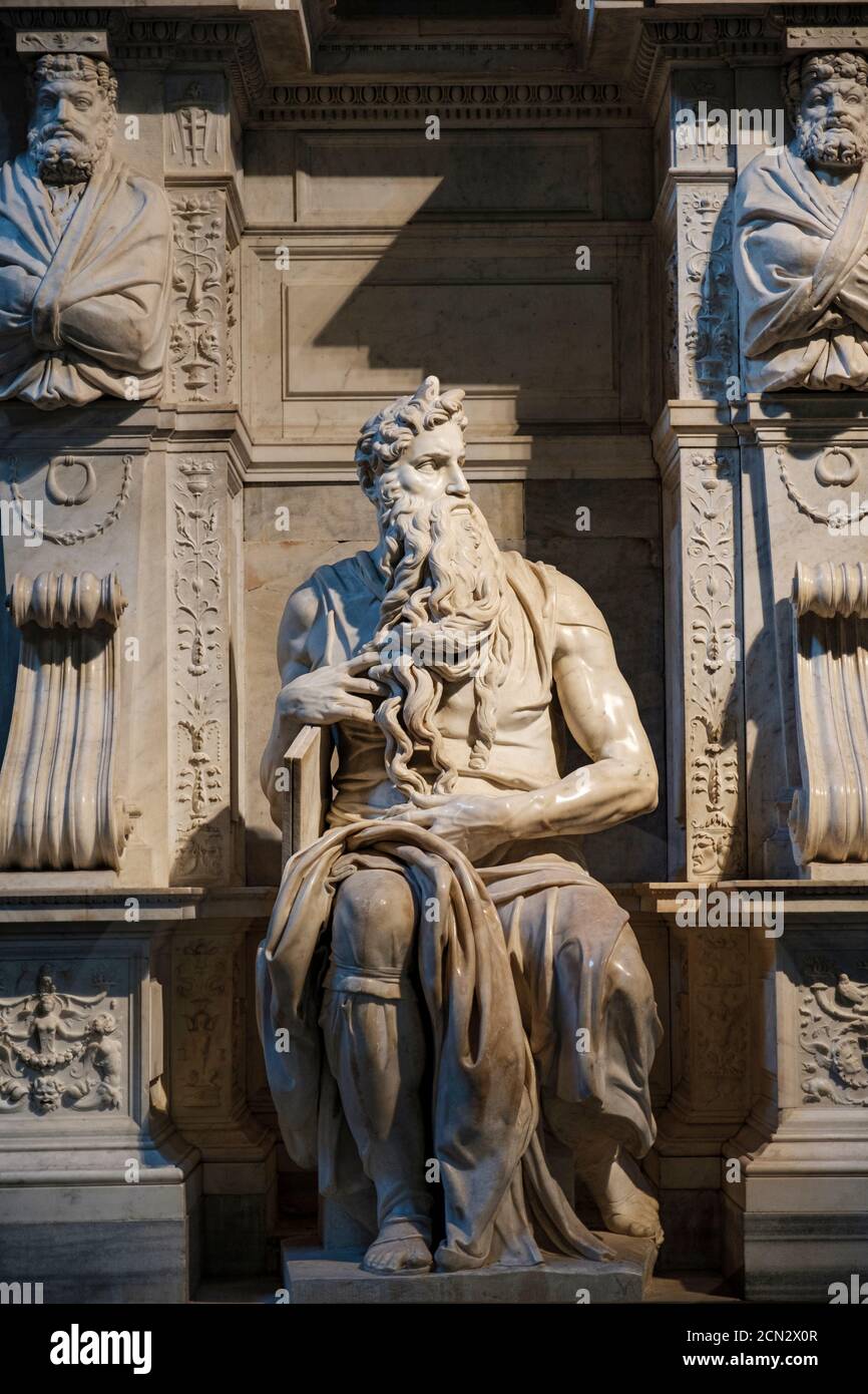 Tomb of Pope Julius II, Moses statue by Michelangelo Buonarroti, San
