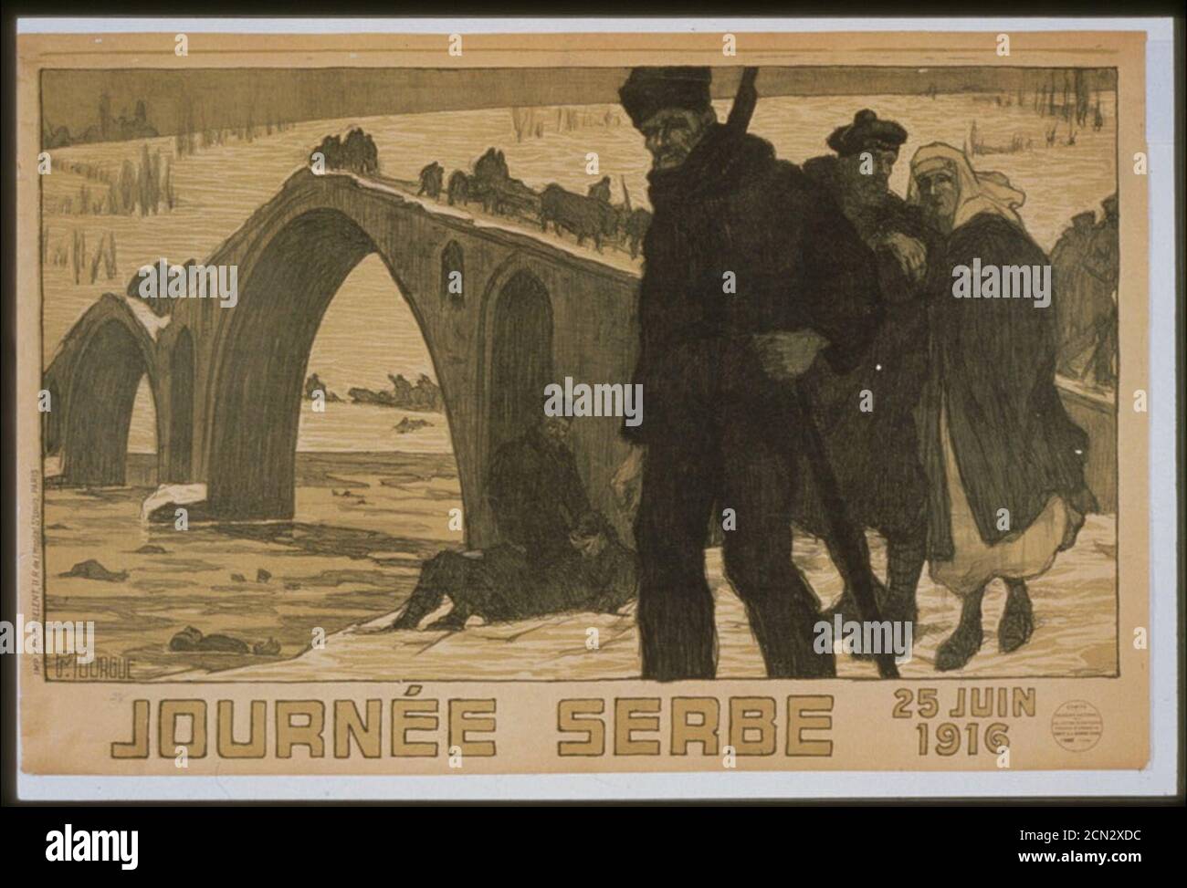 Affiche Originale "Journée Serbe 25 Juin 1916" - Guerre Vintage En Bon état - Collection Militaire