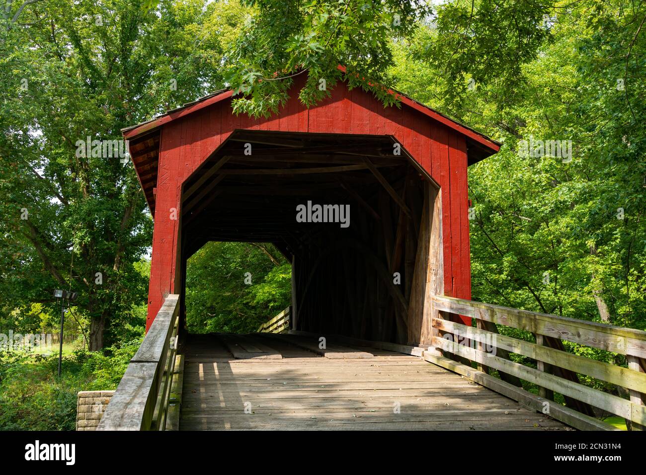 The Sugar Creek Covered Bridge on a beautiful September morning ...