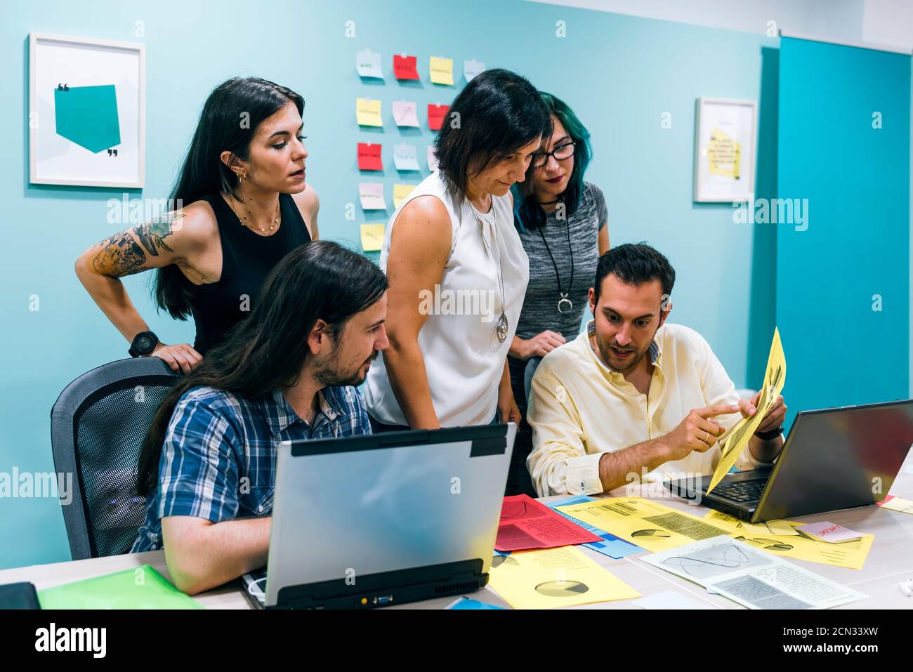 Business people working in a coworking office. Coworking concept Stock ...