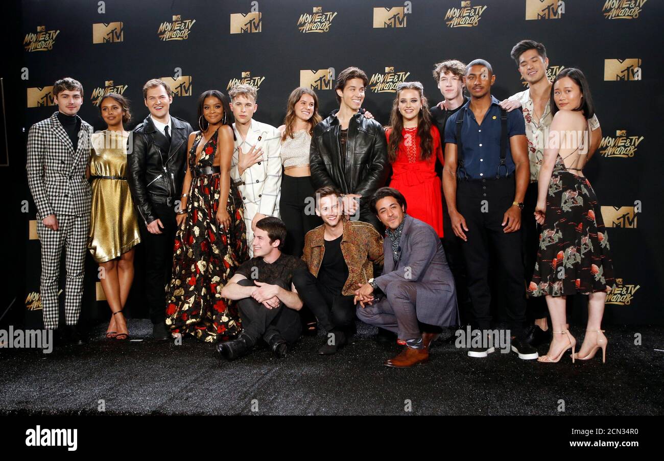 17 Mtv Movie And Tv Awards Photo Room Los Angeles U S 07 05 17 Cast Of 13 Reasons Why Reuters Danny Moloshok Stock Photo Alamy