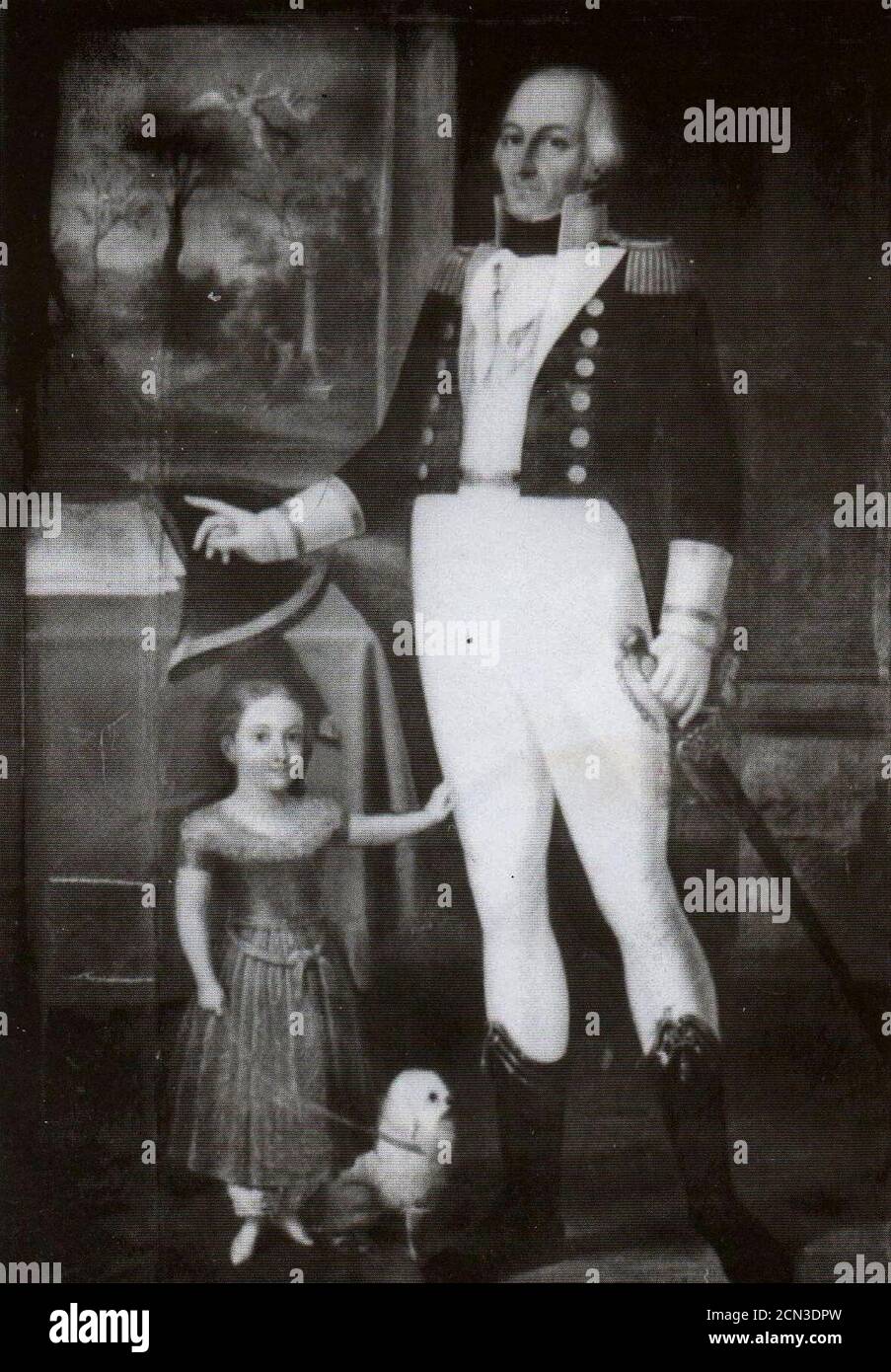 Juan de Salinas y su hija María Dolores. Stock Photo