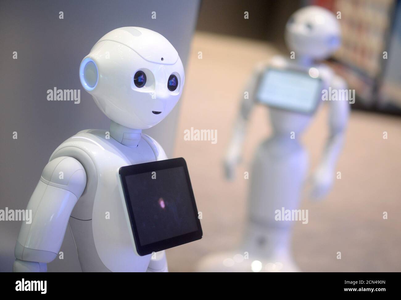 Humanoid robot Pepper is seen at IBM exhibition stand during the CeBIT trade fair, world's biggest computer and software in Hannover March 2016. REUTERS/Nigel Treblin Stock Photo - Alamy