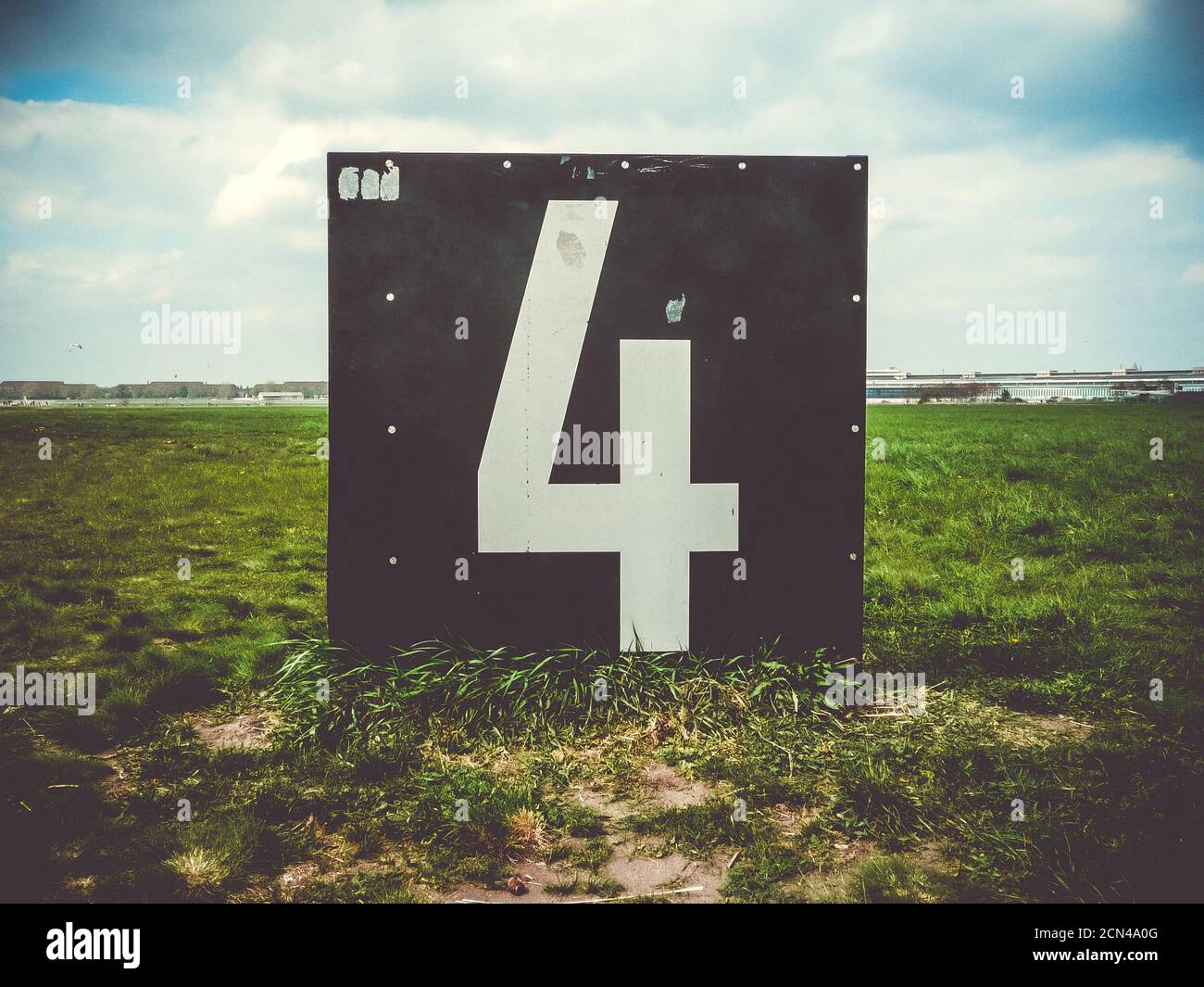 Number 4 countdown panel in Templehof Airport, Berlin, Germany Stock ...