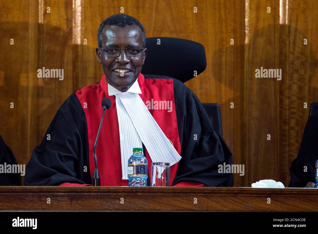 Kenya's Supreme Court judge chief justice David Maraga attends a hearing regarding petitions challenging the result of  the presidential election rerun at Kenya's Supreme Court in Nairobi, Kenya November 14, 2017. REUTERS/Baz Ratner Stock Photo