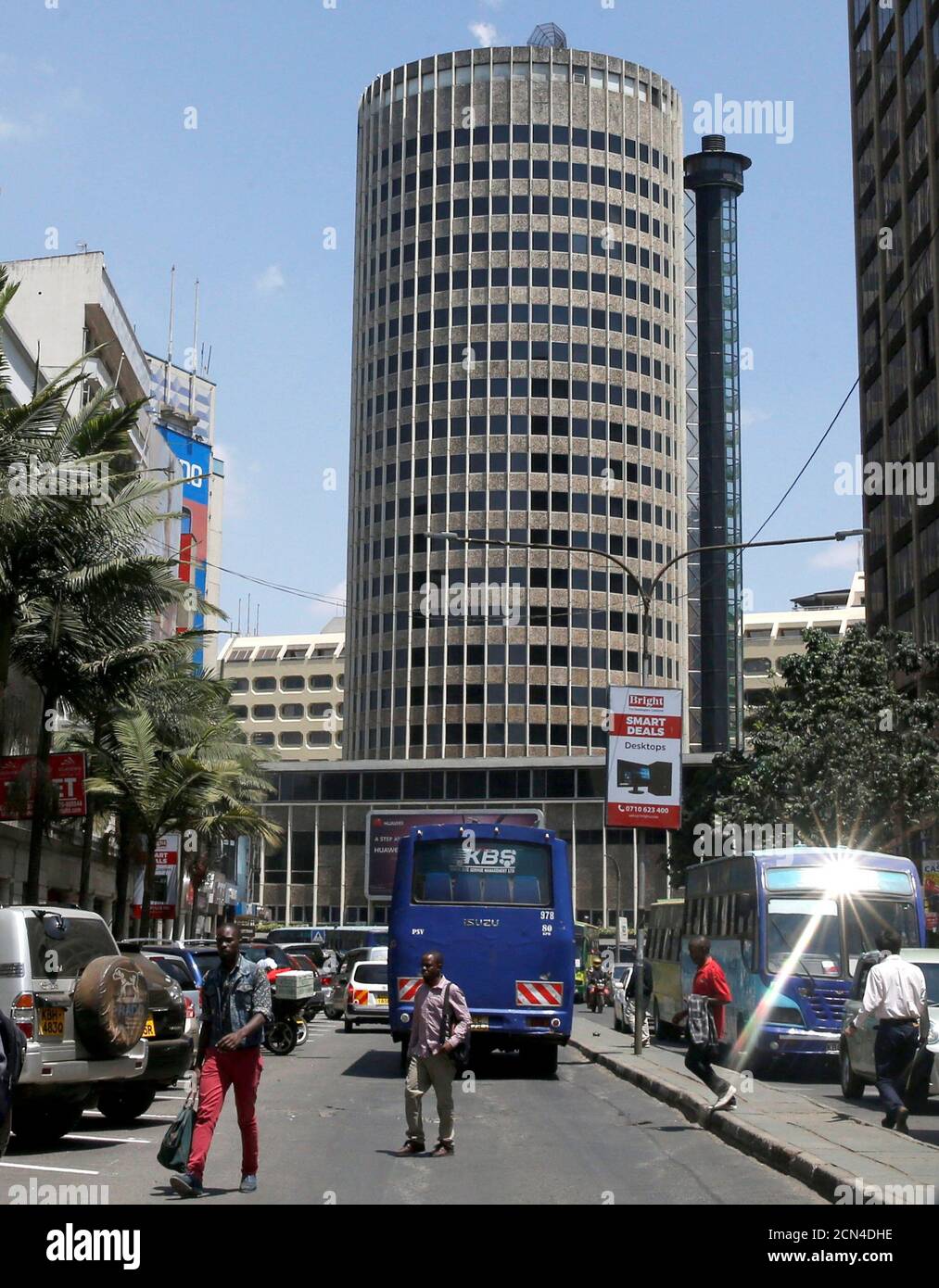 Traffic flows along the Kimathi street near the Hilton Hotel in