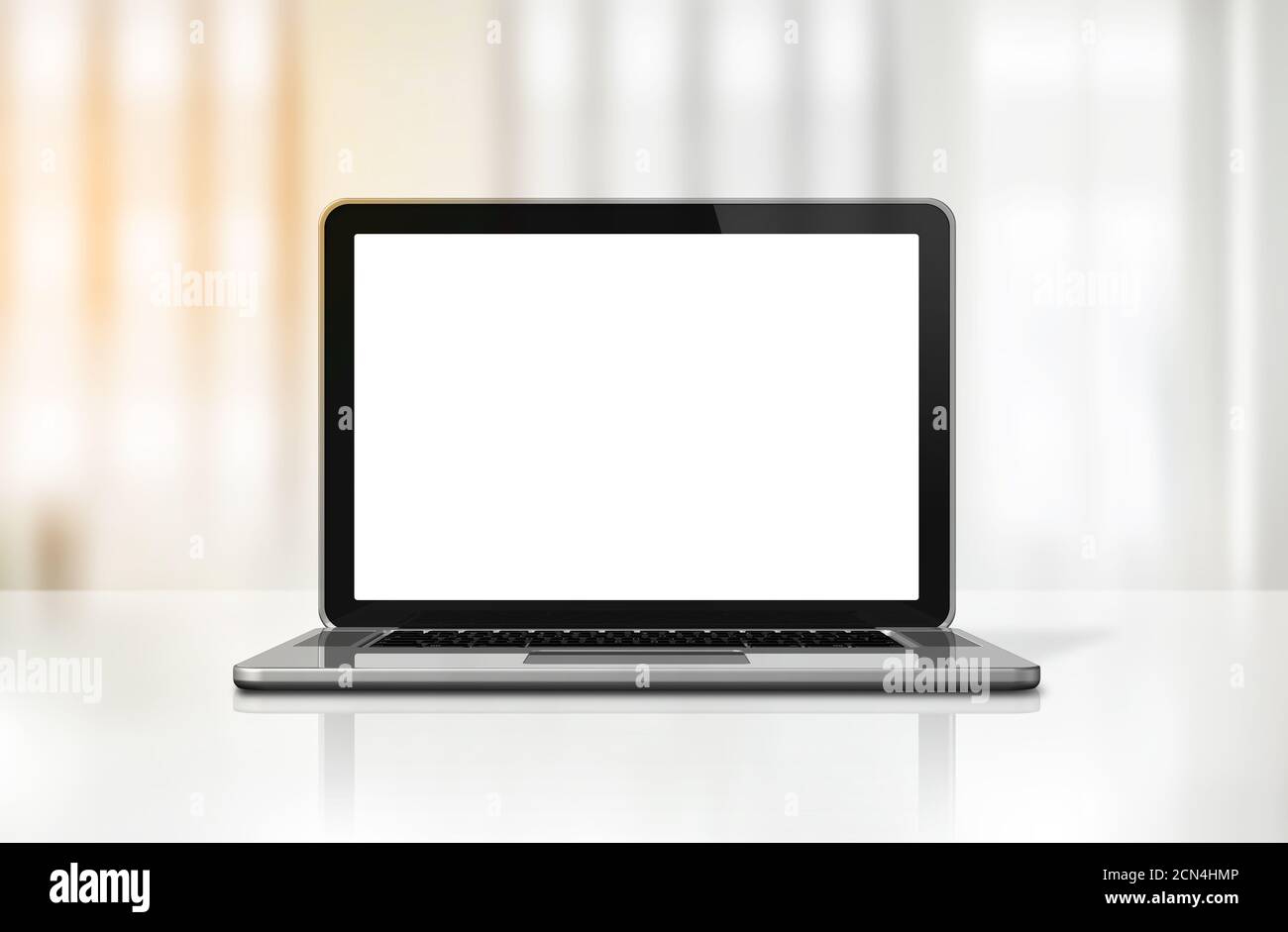 Laptop computer on office desk Stock Photo