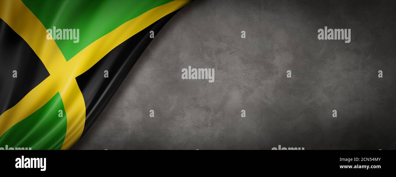 Jamaican flag on concrete wall banner Stock Photo