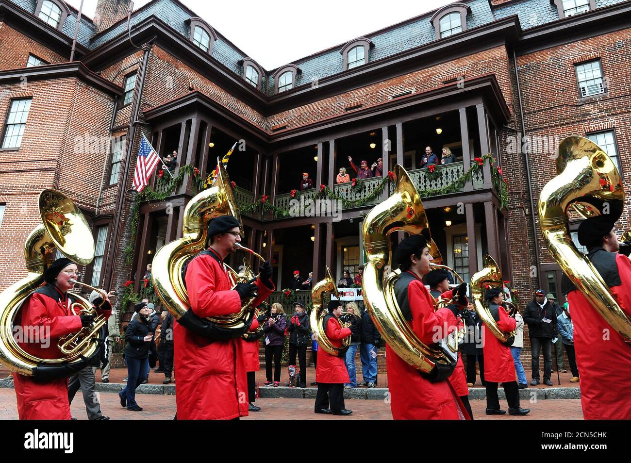 The Cincinnati Bearcats band marched in the Military Bowl parade down Main Street in Annapolis in Maryland, U.S., December 31, 2018.      REUTERS/Mary F. Calvert Stock Photo