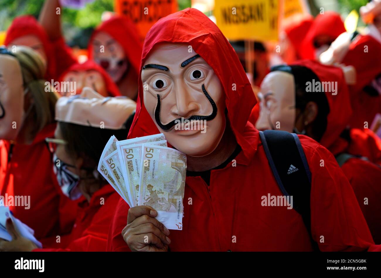 A Nissan worker dressed in a costume from 