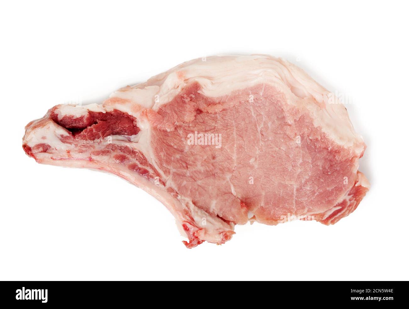 raw piece of pork meat on a bone isolated on white background Stock ...