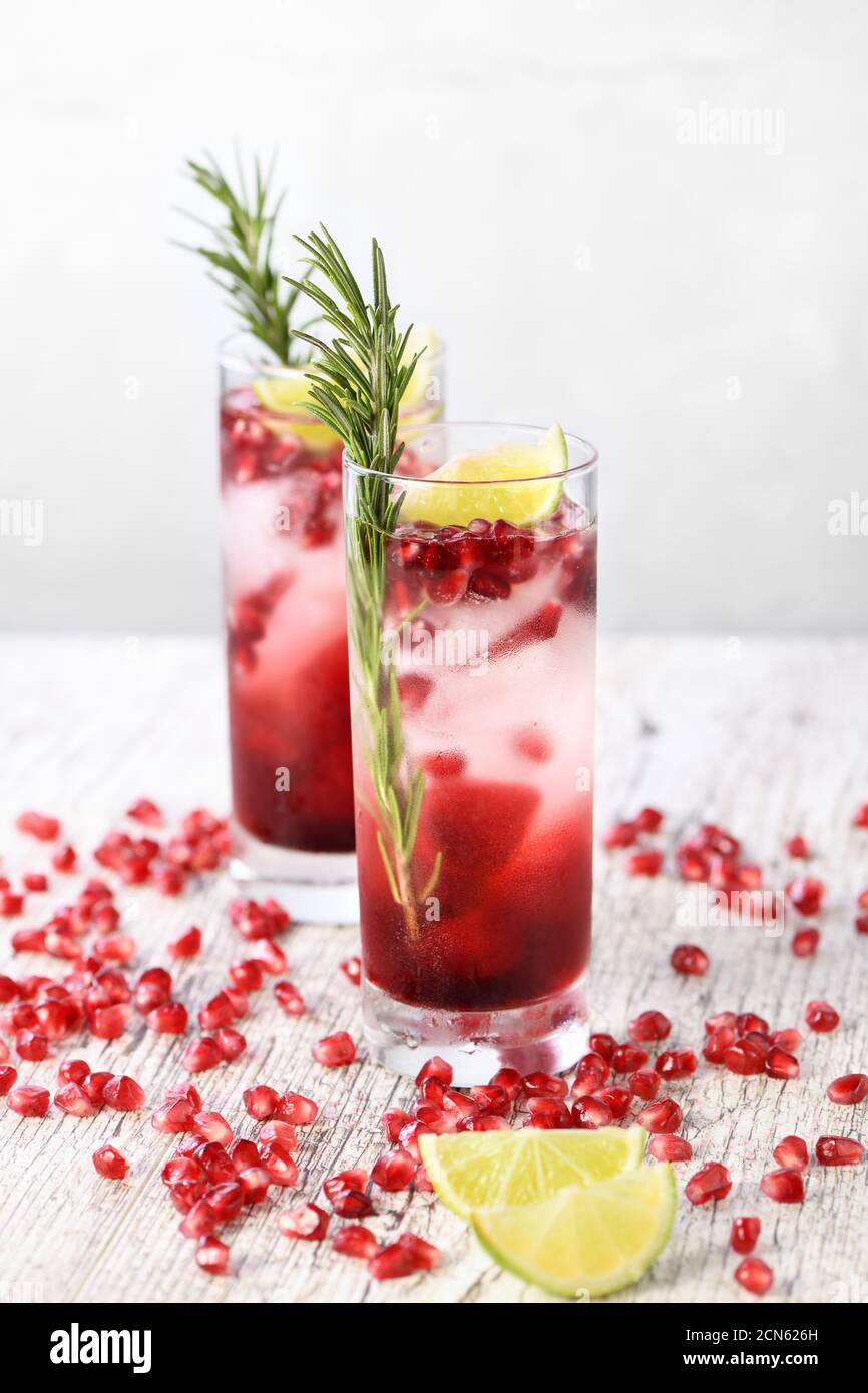 Pomegranate Gimlet a gin based cocktail with lime juice, gin can be replaced with vodka Stock