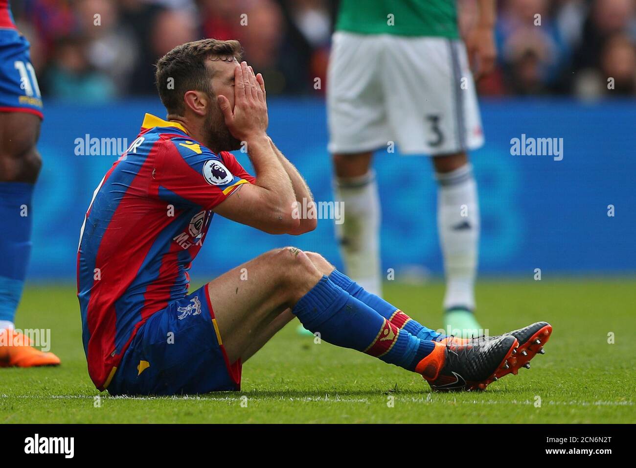 Soccer Football - Premier League - Crystal Palace vs West Bromwich Albion - Selhurst Park, London, Britain - May 13, 2018   Crystal Palace's James McArthur reacts after being fouled   REUTERS/Hannah McKay    EDITORIAL USE ONLY. No use with unauthorized audio, video, data, fixture lists, club/league logos or 'live' services. Online in-match use limited to 75 images, no video emulation. No use in betting, games or single club/league/player publications.  Please contact your account representative for further details. Stock Photo