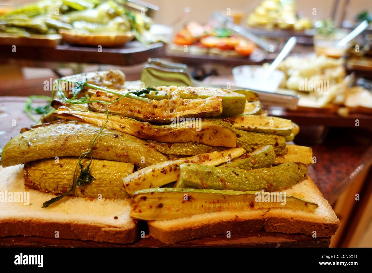 grilled cucumbers at the buffet Stock Photo Alamy