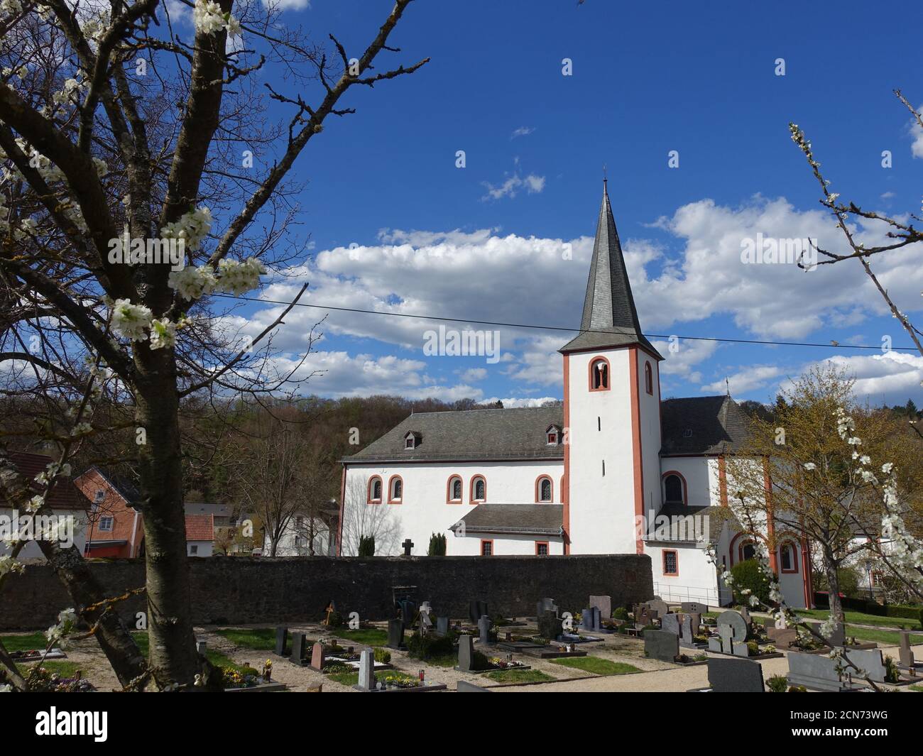 Romanesque monastery church St. Leodegar Niederehe Stock Photo