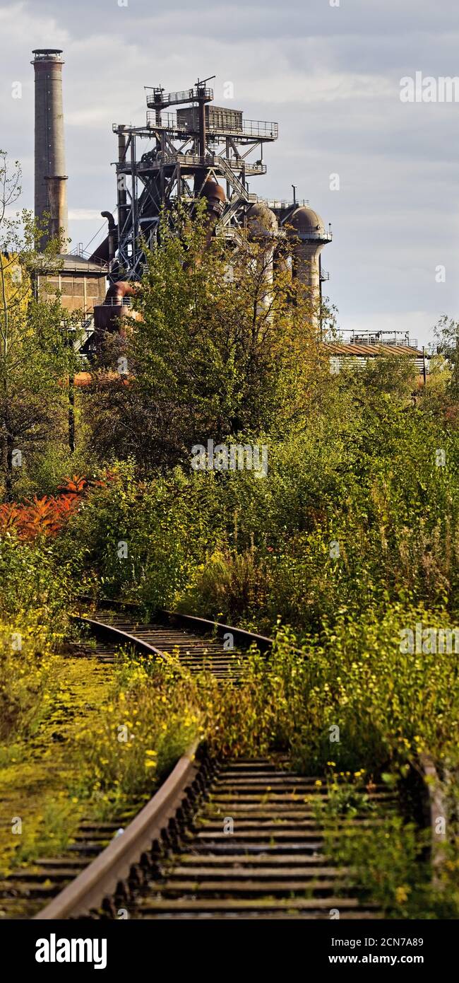 Landscape park Duisburg-Nord in autumn, Duisburg, Ruhr area, North Rhine-Westphalia, Germany, Europe Stock Photo
