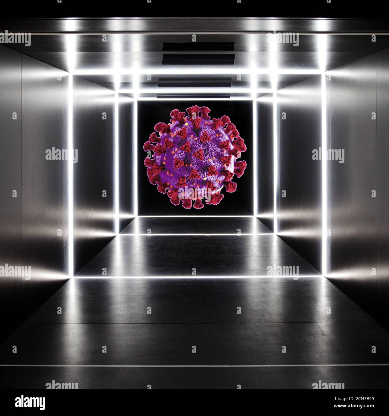 Photo montage, way to Coronavirus, Germany Stock Photo