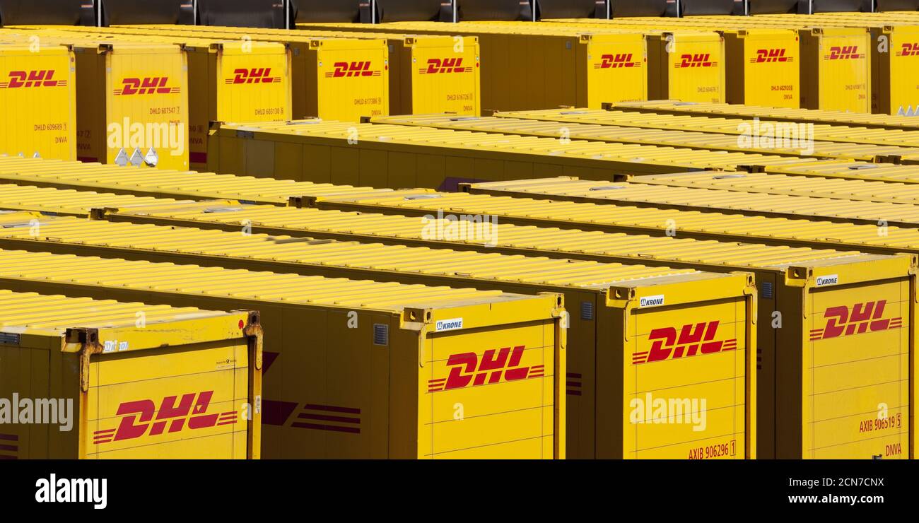 Distribution center of Deutsche Post DHL, Rheinsberg, North Rhine-Westphalia, Germany, Europe Stock Photo