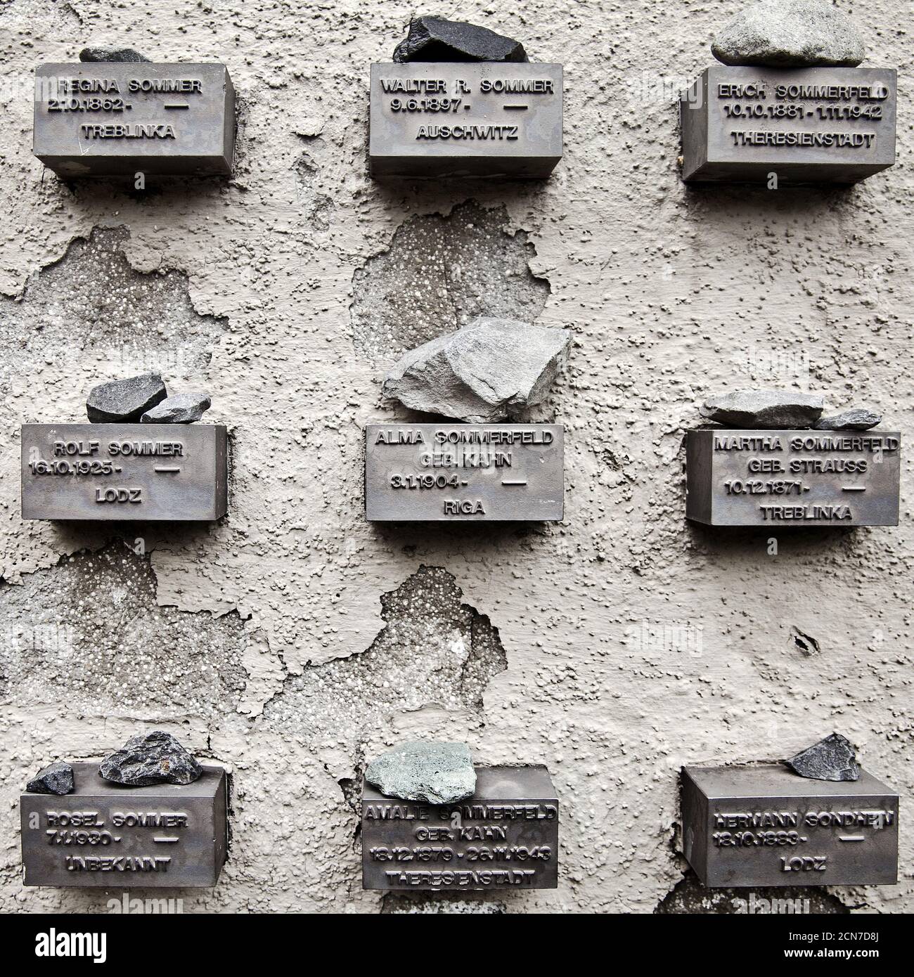 Memorial plaques for Frankfurt Jews, Jewish Cemetery Battonnstrasse, Frankfurt, Germany, Europe Stock Photo