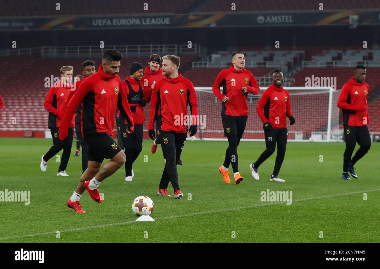 Soccer Football - Europa League - Ostersunds FK Training - Emirates Stadium, London, Britain - February 21, 2018 General view during Ostersunds training Action Images via Reuters/Peter Cziborra Stock Photo