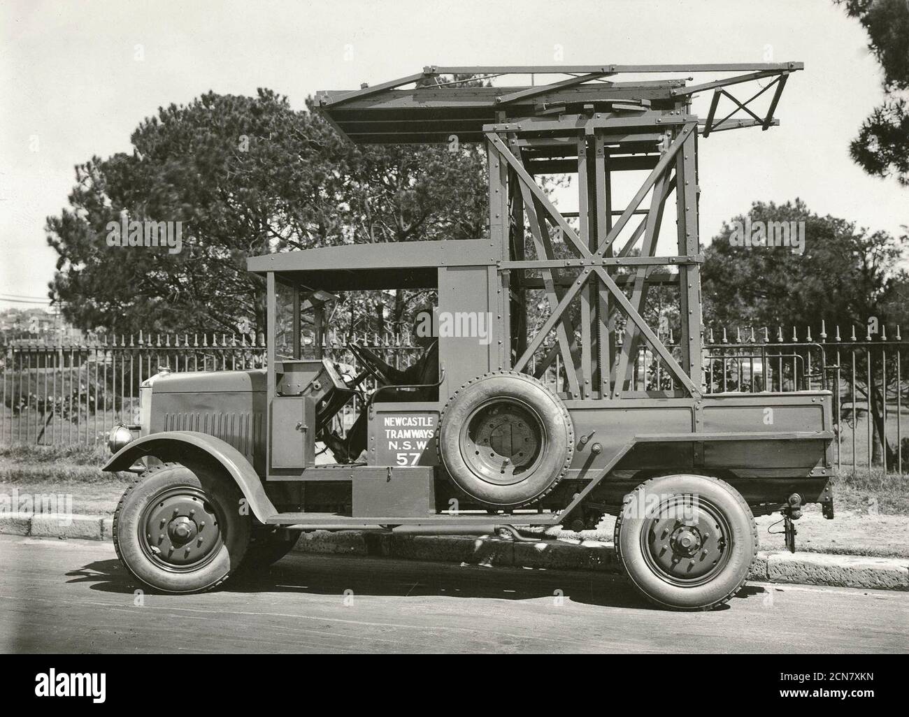 Tramways Tower Wagon mounted on Empire model motor chassis Stock Photo -  Alamy