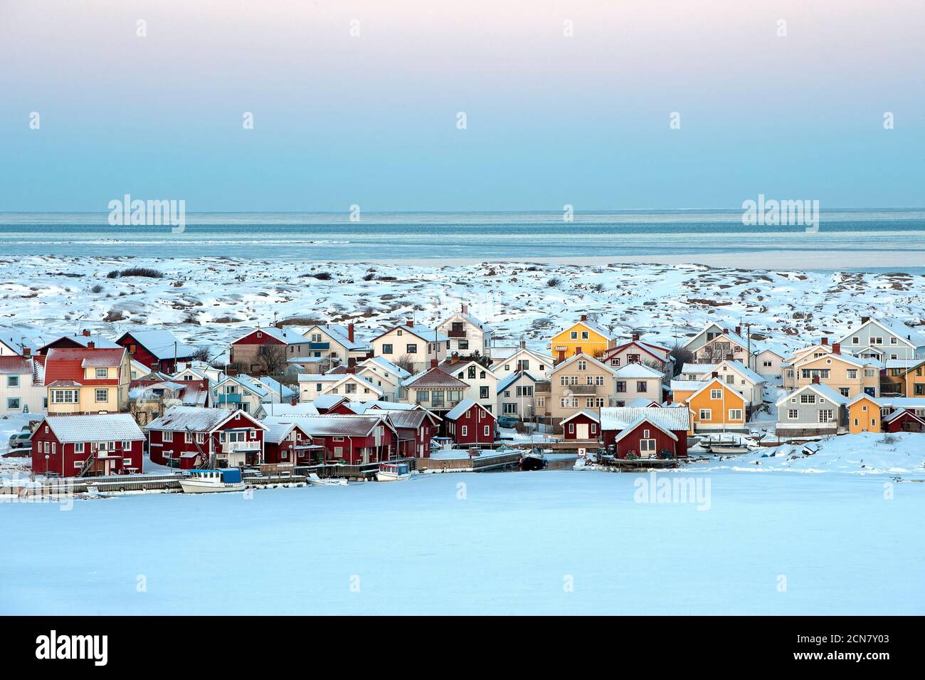 A cold winter-morning in Smögen, Bohuslän, Sweden, Sverige Stock Photo ...