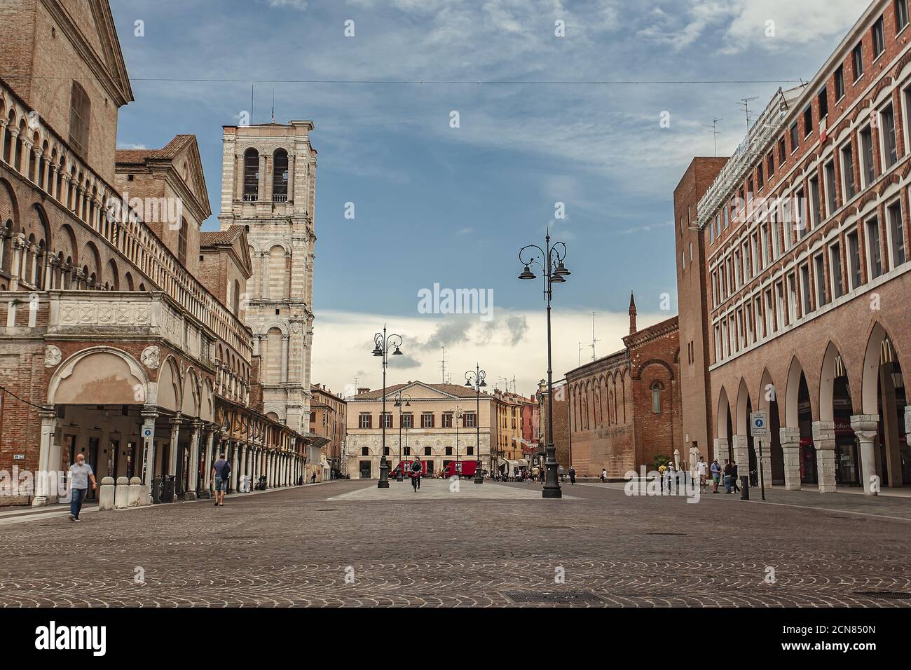 Trento Trieste square view in Ferrrara in Italy Stock Photo