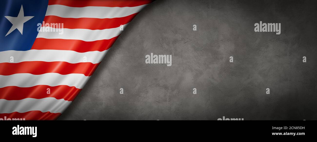 Liberian flag on concrete wall banner Stock Photo - Alamy